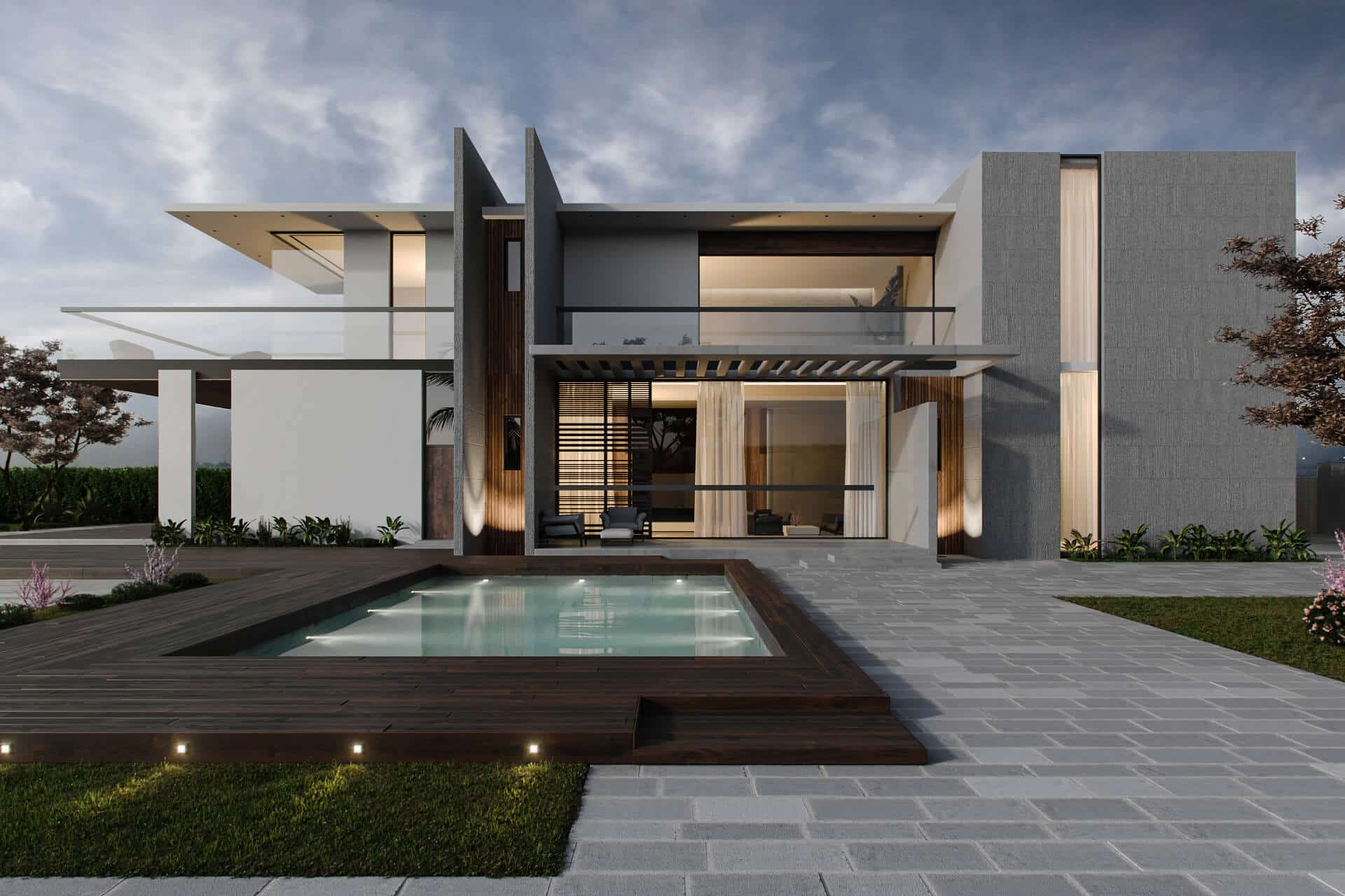 رندر واقع‌گرایانه نمای بیرونی خانه با 3ds Max
